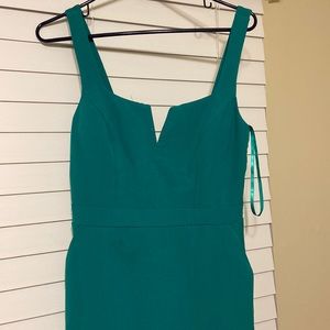 Green dress with low cut wired knee length.